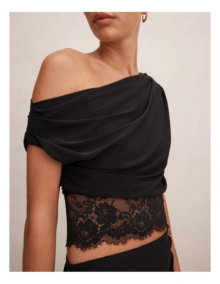 Quinn Tipped Lace Top in Black image 4