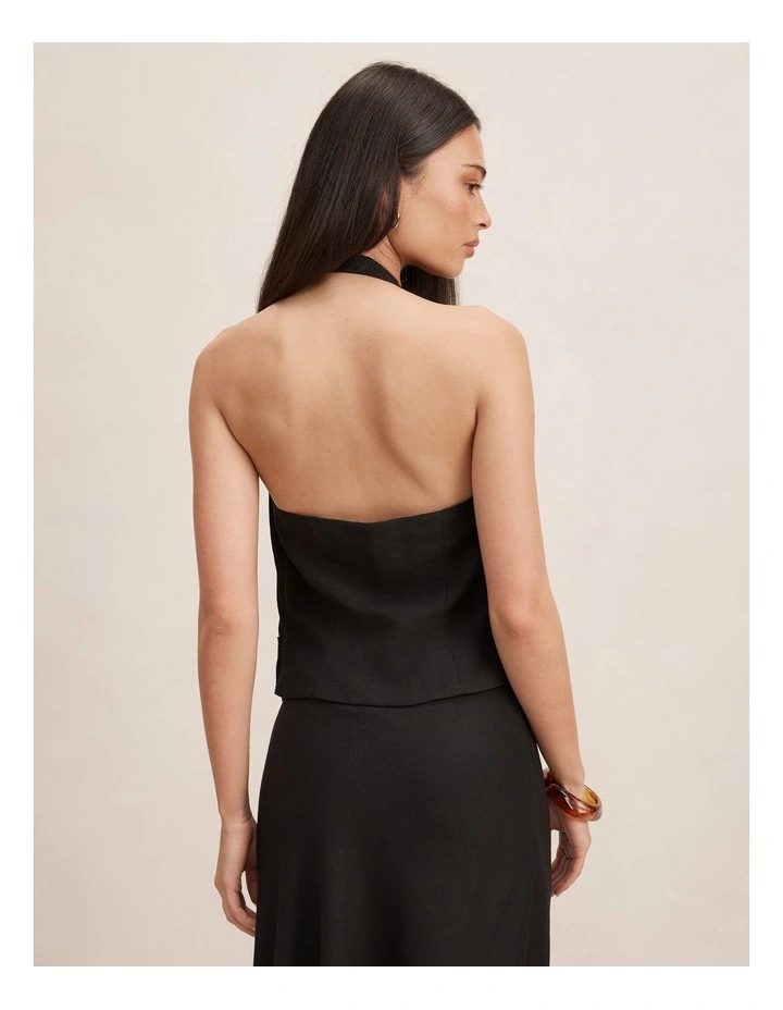 Mila Halter Neck Wrap Top in Black image 2
