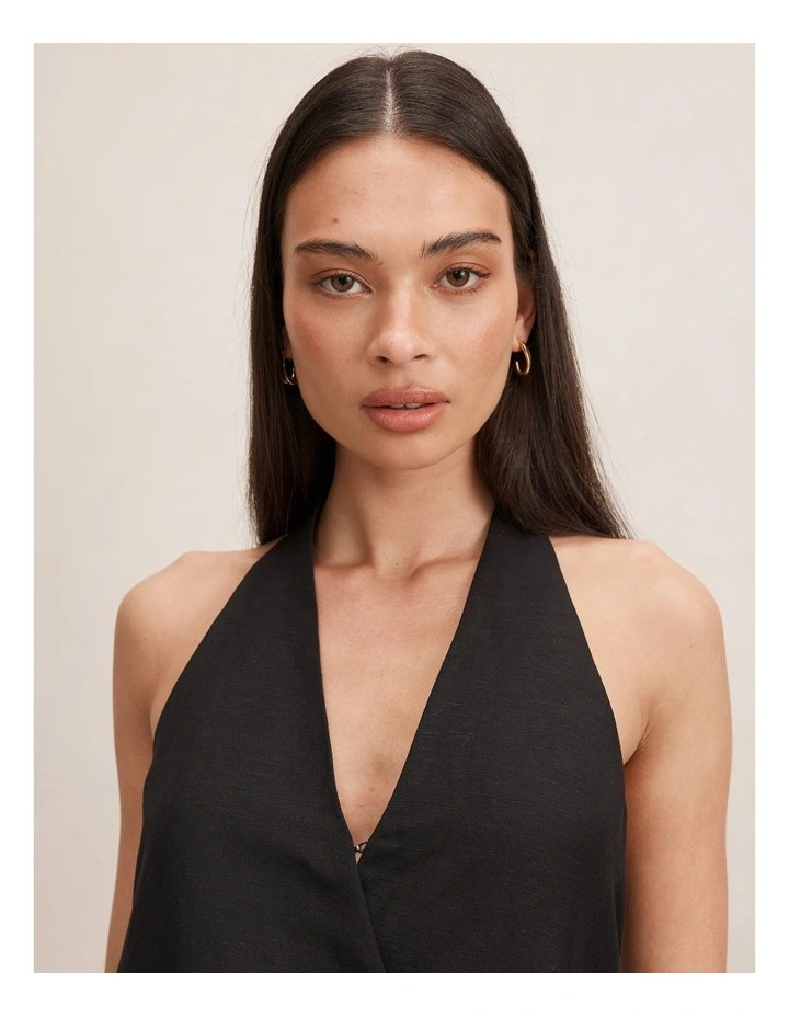 Mila Halter Neck Wrap Top in Black image 4