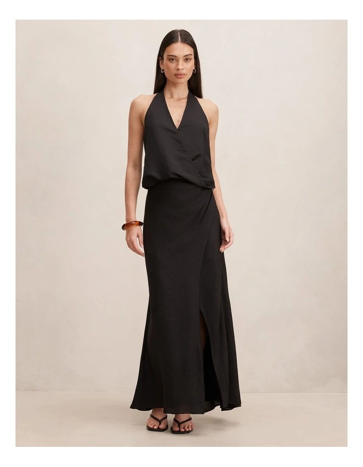 Mila Halter Neck Wrap Top in Black image 5