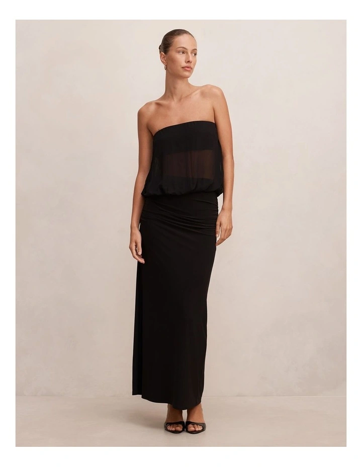 Cammy Strapless Back Cowl Neck Dress in Black image 1