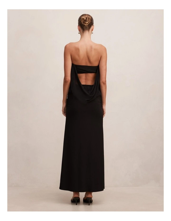 Cammy Strapless Back Cowl Neck Dress in Black image 2
