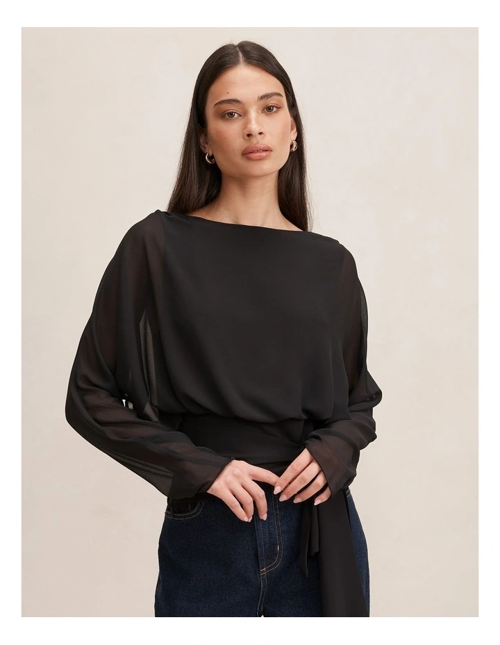 Jessie Batwing Top in Black image 1
