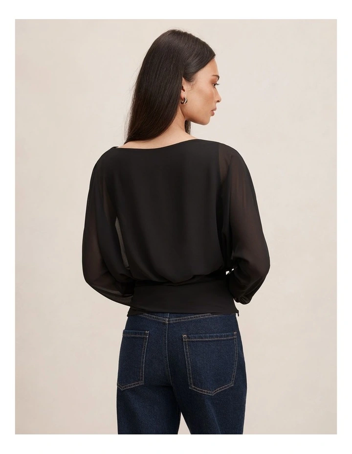 Jessie Batwing Top in Black image 2