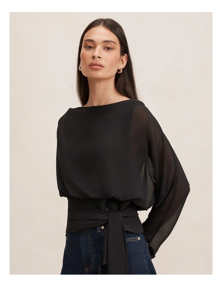 Jessie Batwing Top in Black image 3