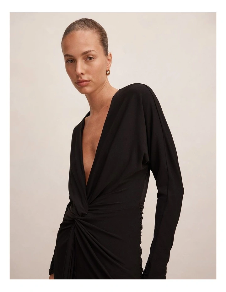 Solana Draped Front Tie Maxi Dress in Black image 4