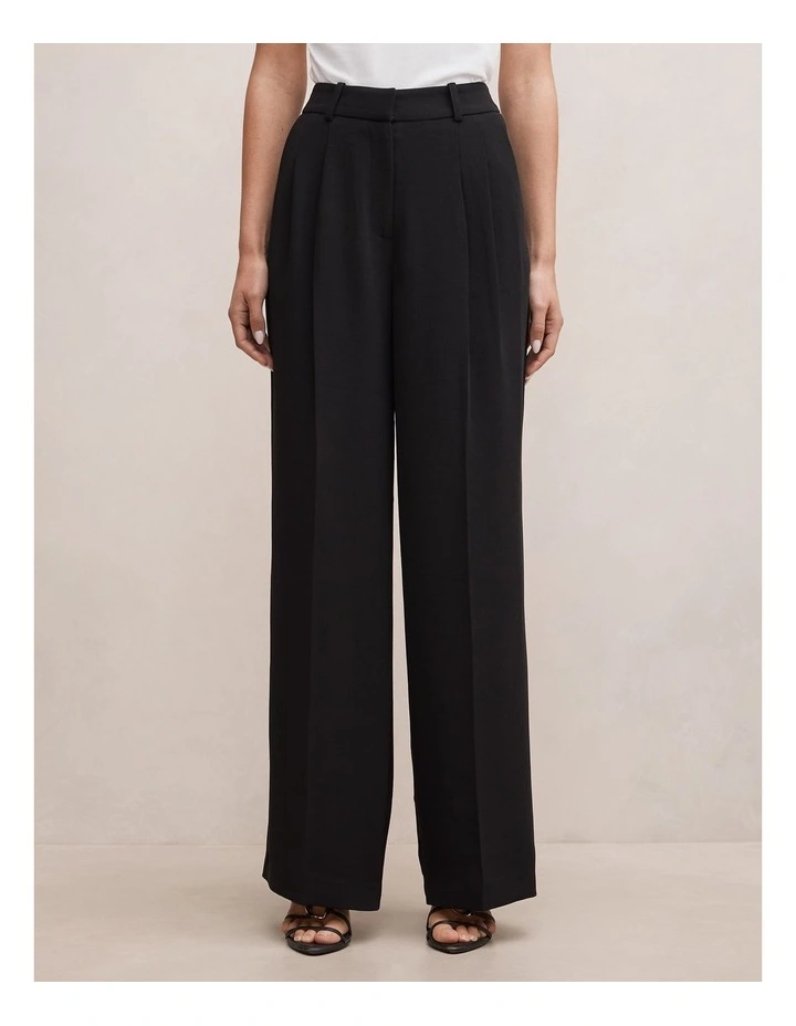 Eva Crepe Wide Leg Pants in Black image 1