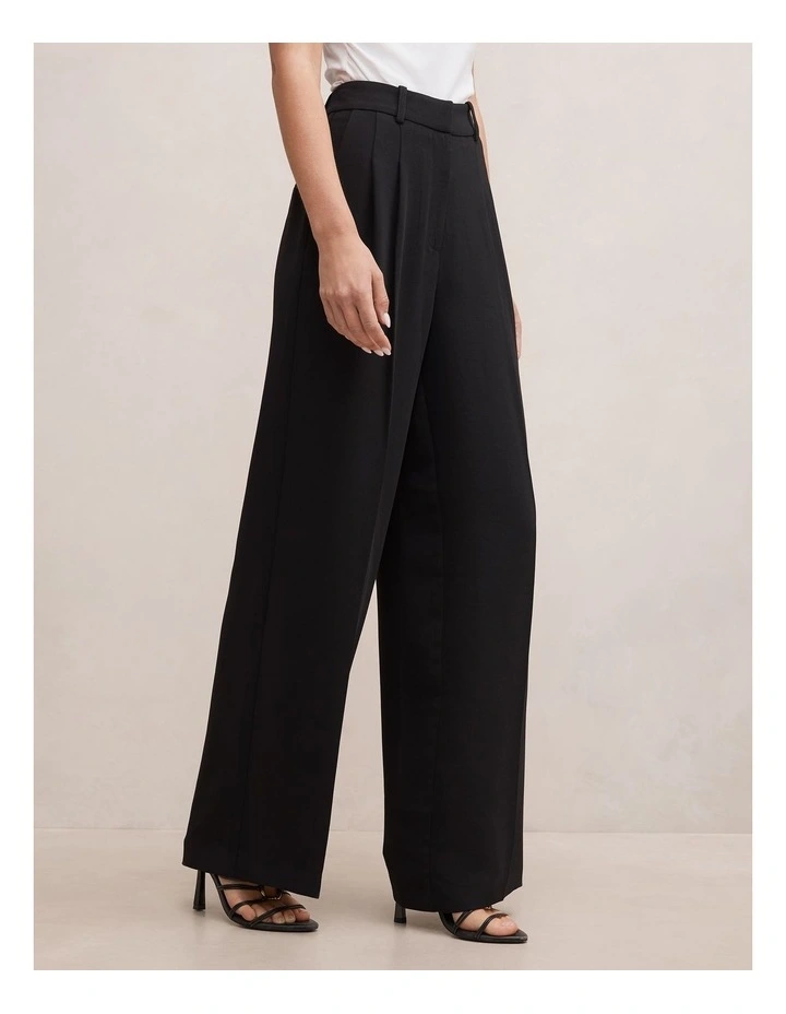 Eva Crepe Wide Leg Pants in Black image 3