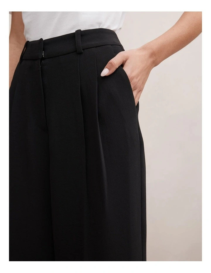Eva Crepe Wide Leg Pants in Black image 4
