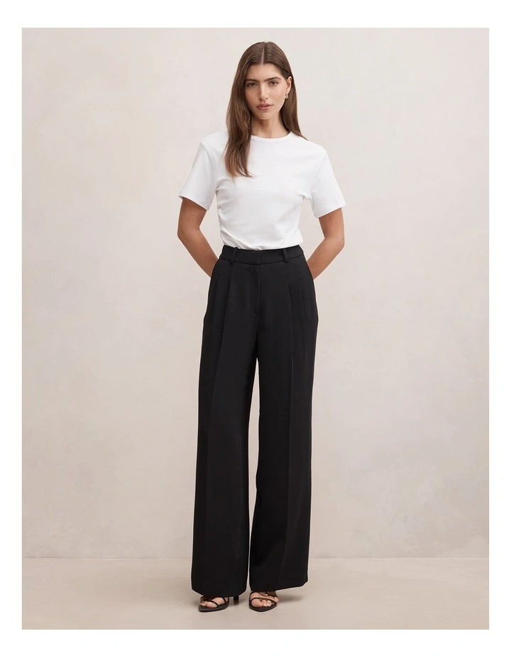 Eva Crepe Wide Leg Pants in Black image 5