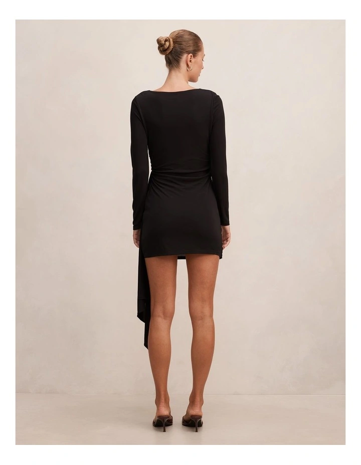 Susie Draped Jersey Mini Dress in Black image 2