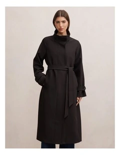 Florence Funnel Neck Trench Coat in Black
