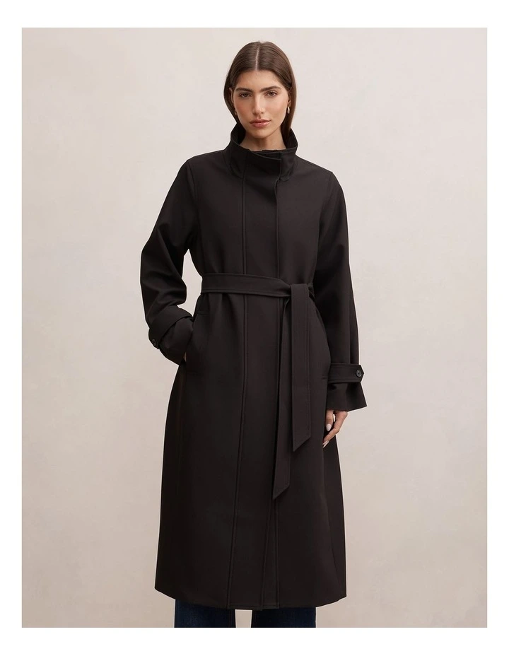 Florence Funnel Neck Trench Coat in Black image 1