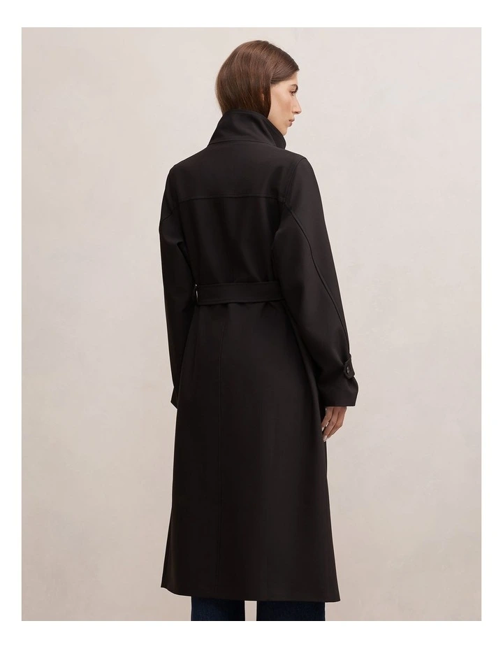 Florence Funnel Neck Trench Coat in Black image 2