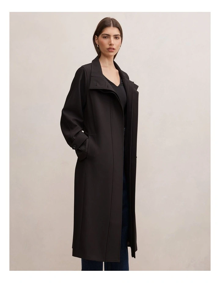 Florence Funnel Neck Trench Coat in Black image 3