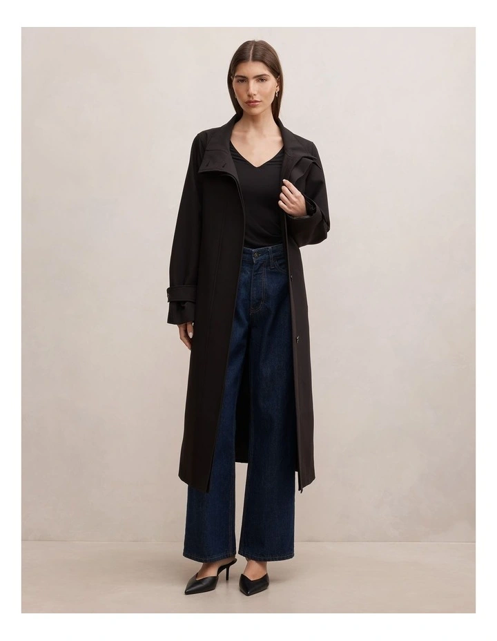 Florence Funnel Neck Trench Coat in Black image 5