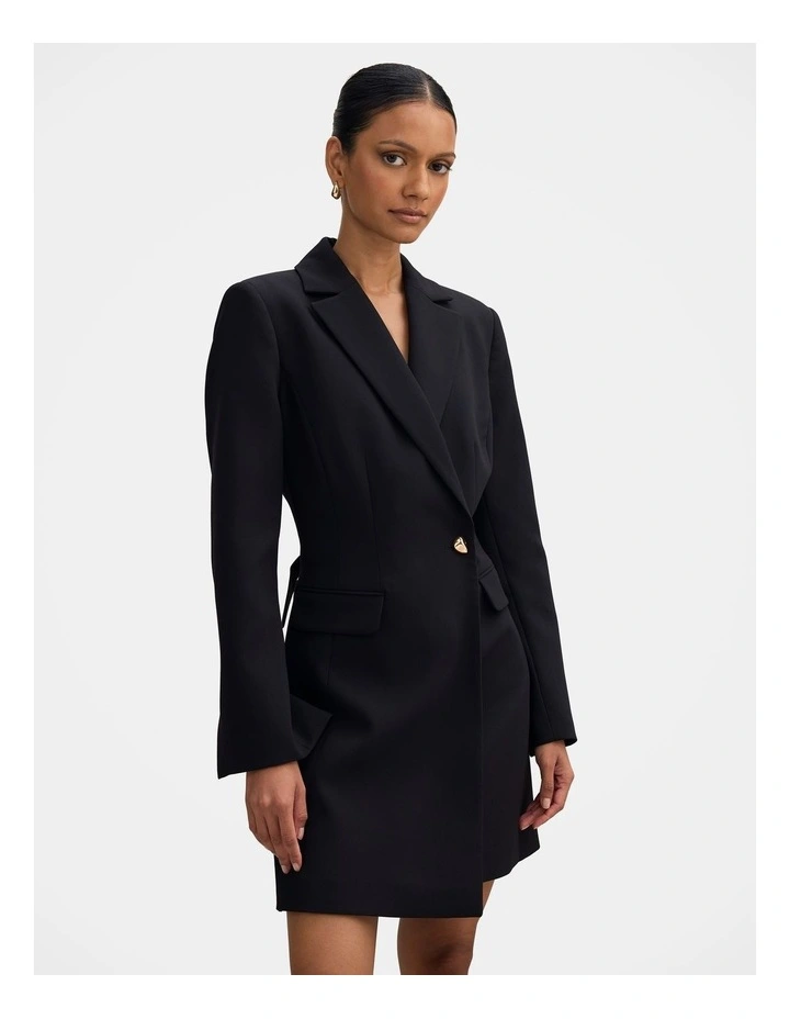 Saskia Cinched Blazer Dress in Black image 1