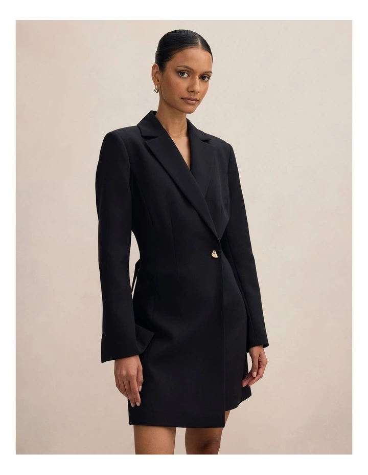 Saskia Cinched Blazer Dress in Black image 3