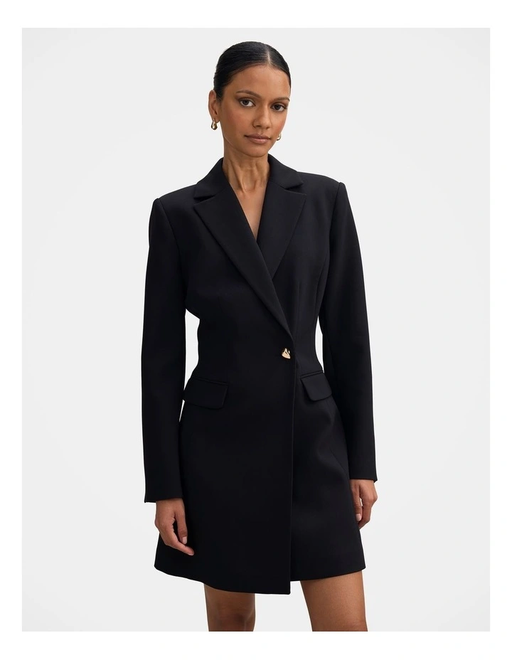 Saskia Cinched Blazer Dress in Black image 3
