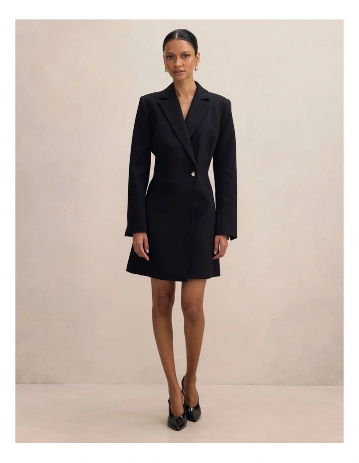 Saskia Cinched Blazer Dress in Black image 5