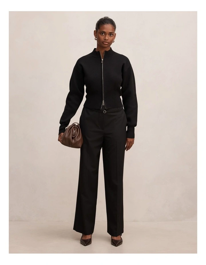Kyla Belted Straight Leg Pants in Black image 5