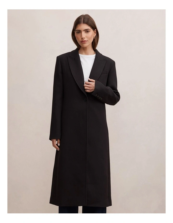Bri Minimalist Blazer Coat in Black image 1
