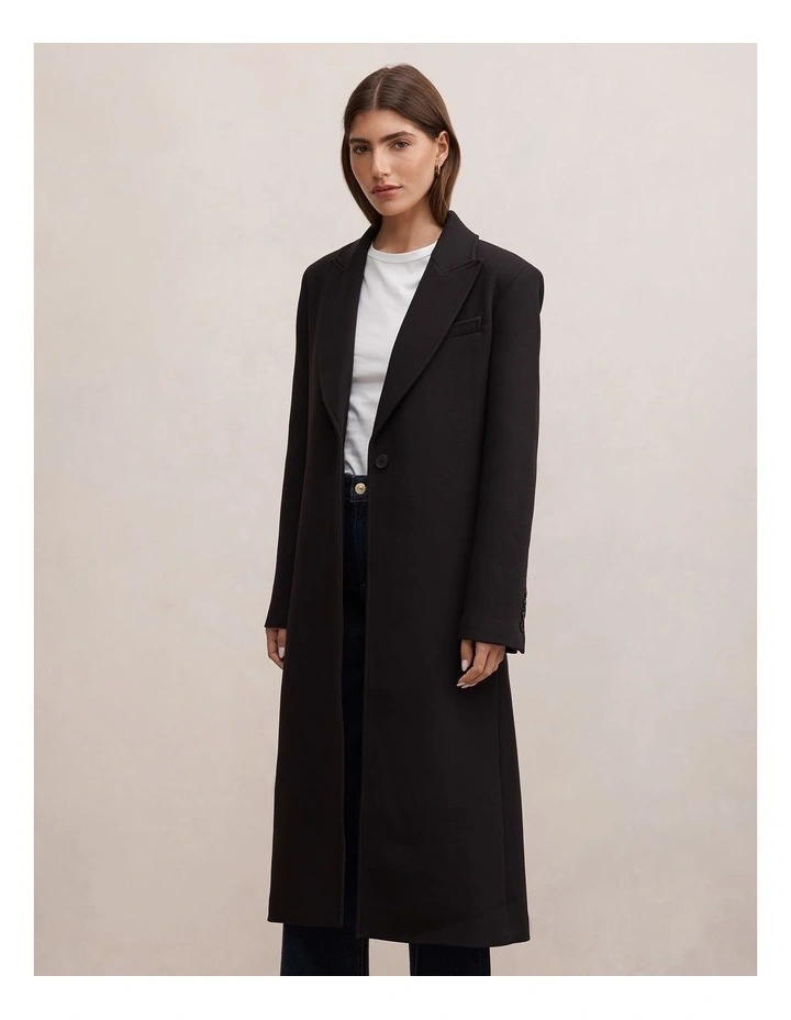 Bri Minimalist Blazer Coat in Black image 3