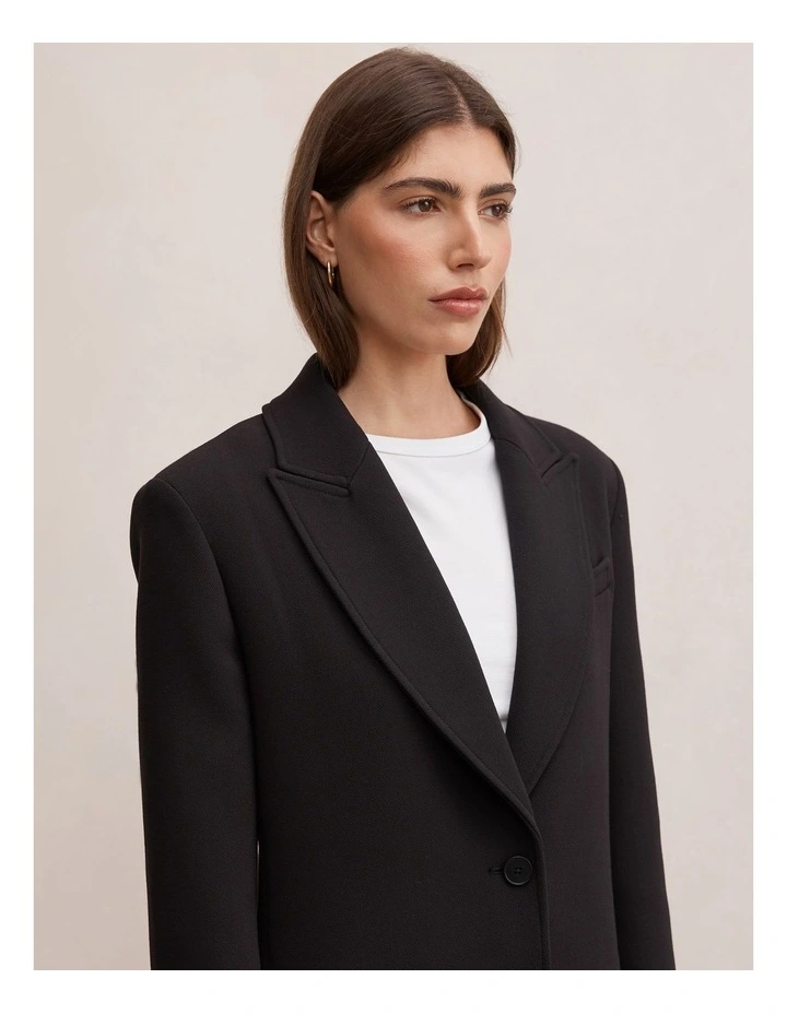 Bri Minimalist Blazer Coat in Black image 4