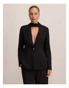 Sasha Scarf Blazer in Black