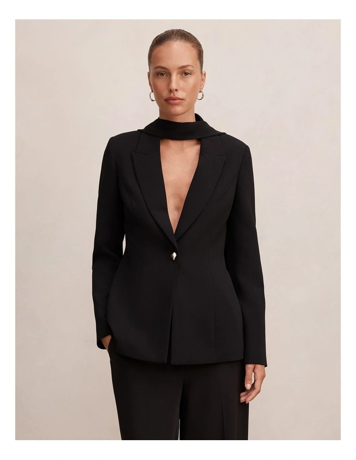 Sasha Scarf Blazer in Black image 1