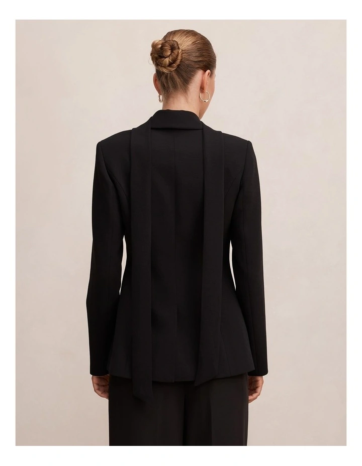 Sasha Scarf Blazer in Black image 2