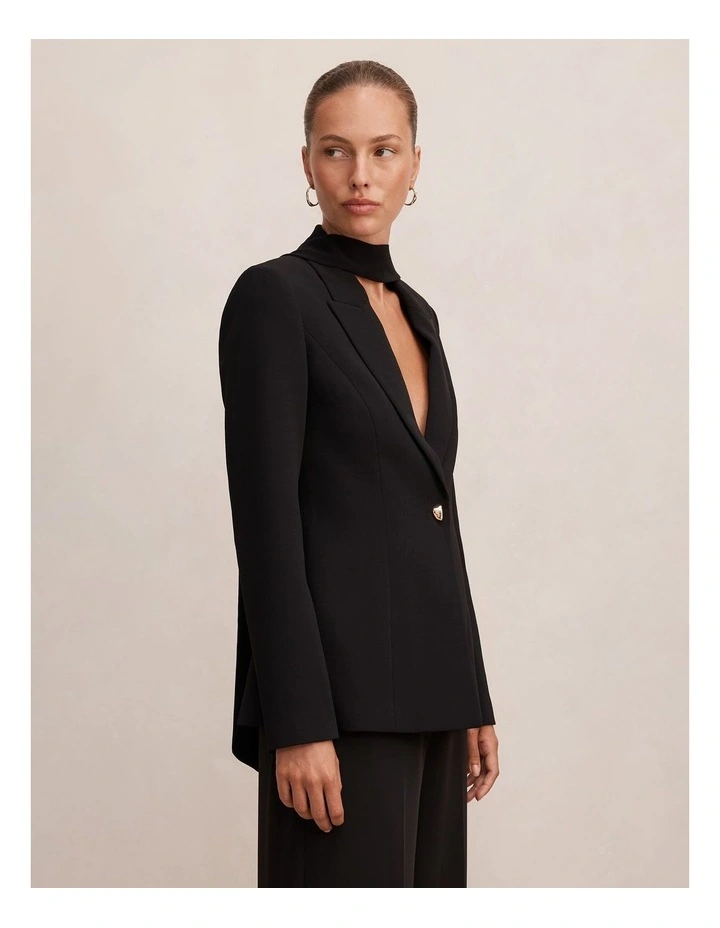 Sasha Scarf Blazer in Black image 3