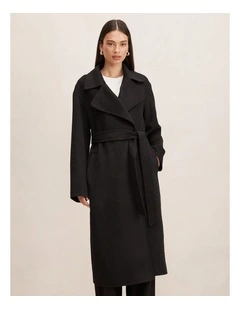 Rebecca Relaxed Felled Coat in Black