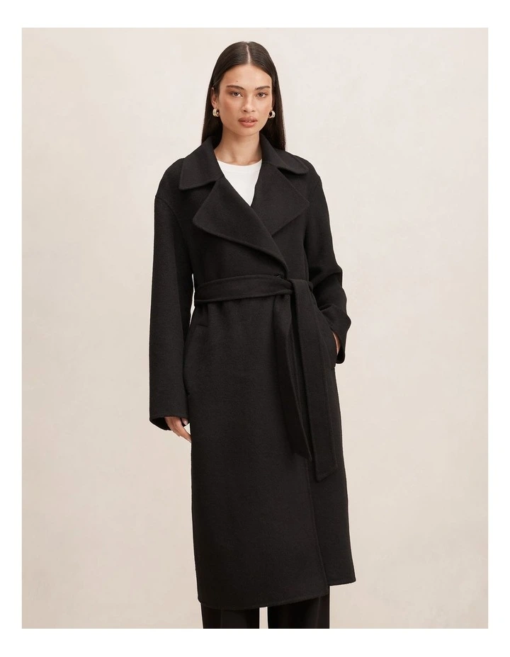 Rebecca Relaxed Felled Coat in Black image 1