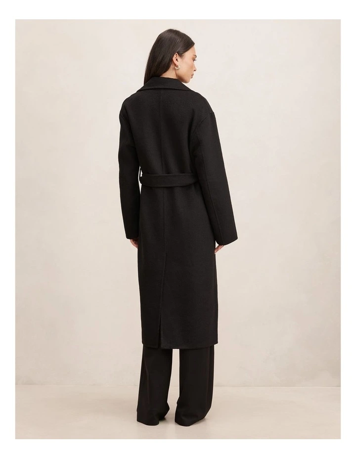 Rebecca Relaxed Felled Coat in Black image 2