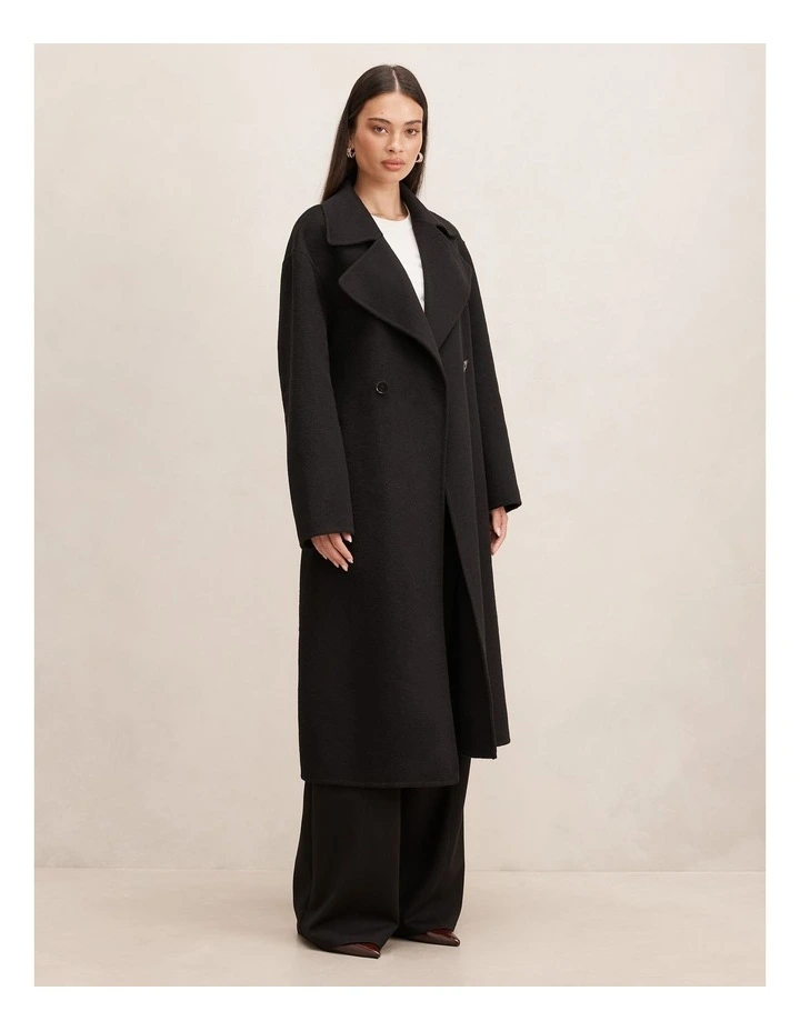 Rebecca Relaxed Felled Coat in Black image 3