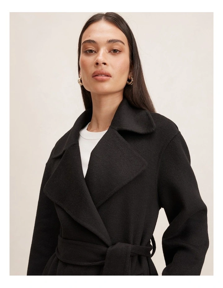 Rebecca Relaxed Felled Coat in Black image 4