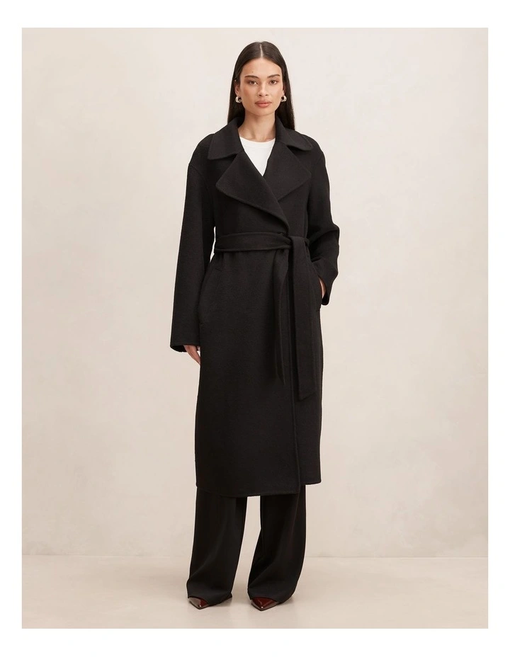 Rebecca Relaxed Felled Coat in Black image 5