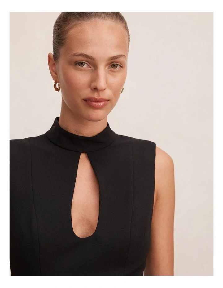 Pearl High Neck Underlay Dress in Black image 4
