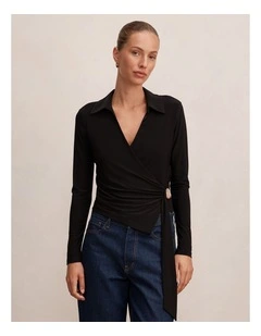 Sabine Hardware Wrap Top in Black