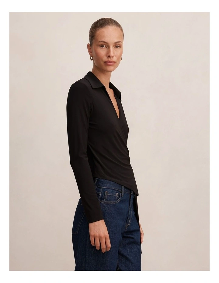 Sabine Hardware Wrap Top in Black image 3