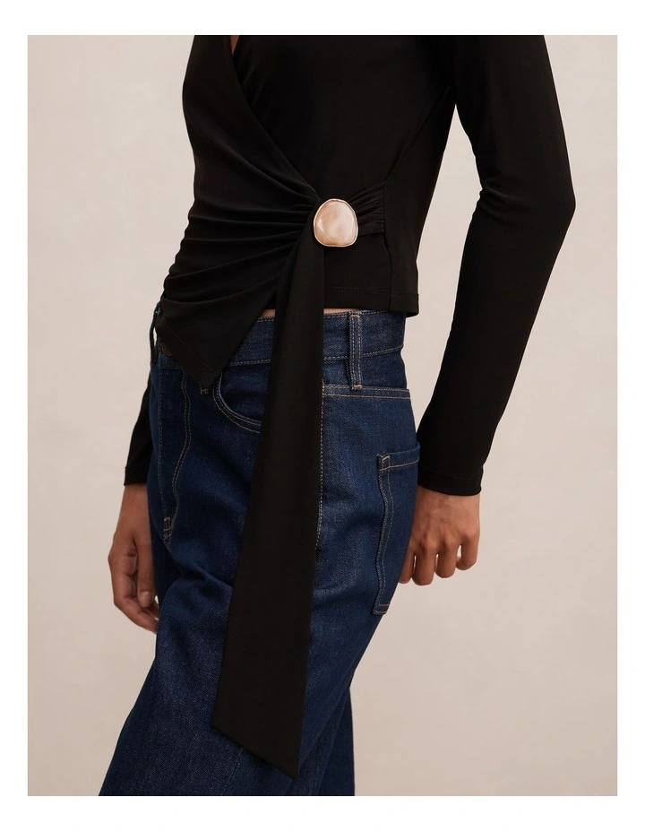 Sabine Hardware Wrap Top in Black image 4