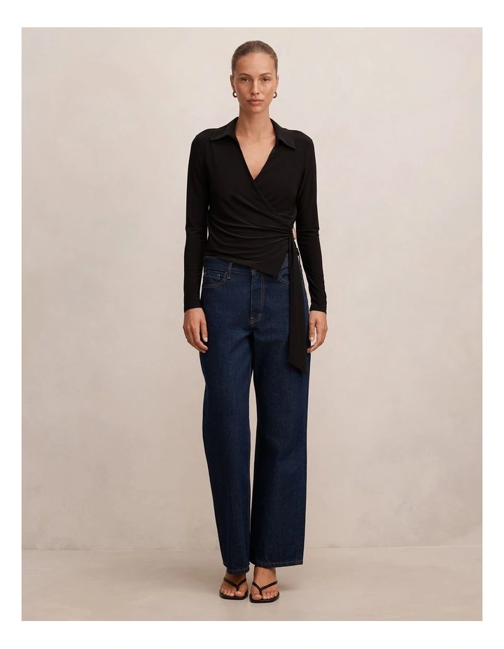 Sabine Hardware Wrap Top in Black image 5