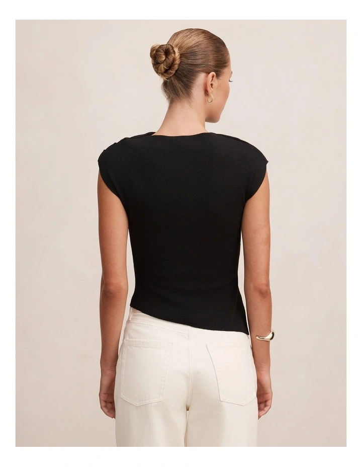 Eleni Asymmetric Knitted Top in Black image 2