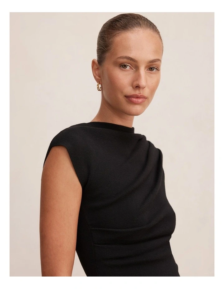 Eleni Asymmetric Knitted Top in Black image 4
