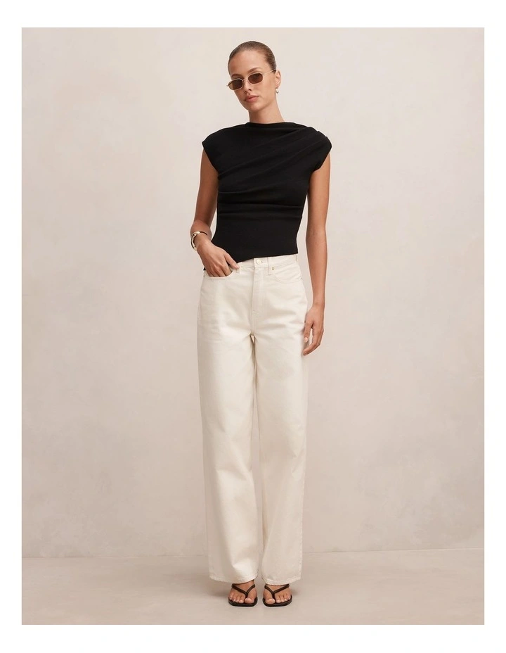 Eleni Asymmetric Knitted Top in Black image 5
