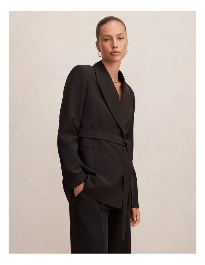 Bella Belted Blazer in Black image 3