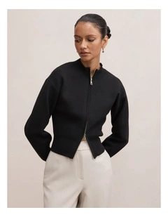 Hanna Zip Knitted Jacket in Black