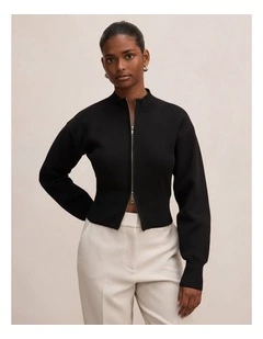 Hanna Zip Knitted Jacket in Black