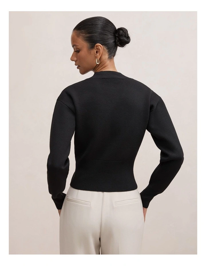 Hanna Zip Knitted Jacket in Black image 2
